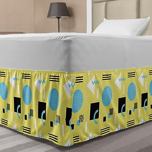 Ambesonne Abstract Bedskirt Twin Twin XL Pastel Yellow Blue Grey