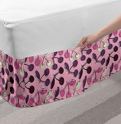 Ambesonne Pastel Cherry Branches Bed Skirt TwinTwin XL Pale Pink
