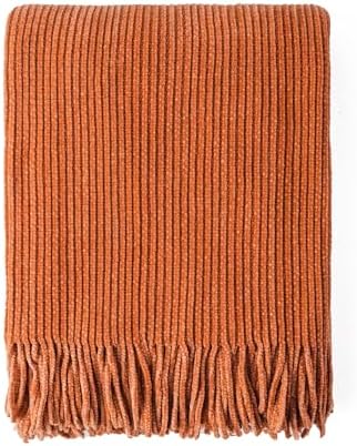 BATTILO HOME Rust Orange Throw Blanket 60x80