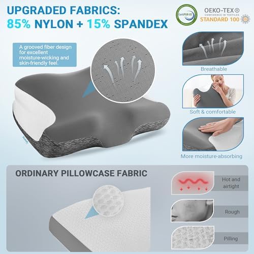 Elviros Cervical Pillow for Neck Pain Relief and CPAP Mask Comfort