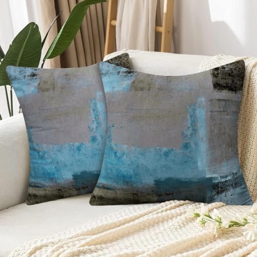 Alricc Teal and Brown 20x20 Pillow Covers Set of 2