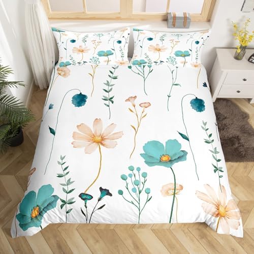 Erosebridal Watercolor Floral Duvet Cover Set Twin