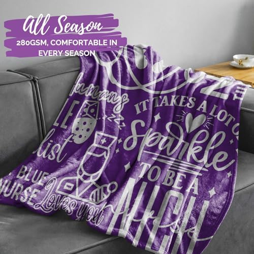 InnoBeta NICU Nurse Throw Blanket - Purple 50 x 65 Inches