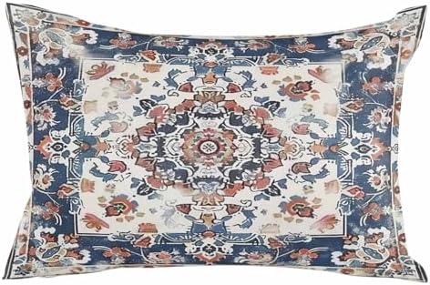 Waterproof Pillow Protector 2 Pack Boho Blue Flower Textured