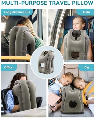 JefDiee Inflatable Travel Pillow for Airplanes and Trains
