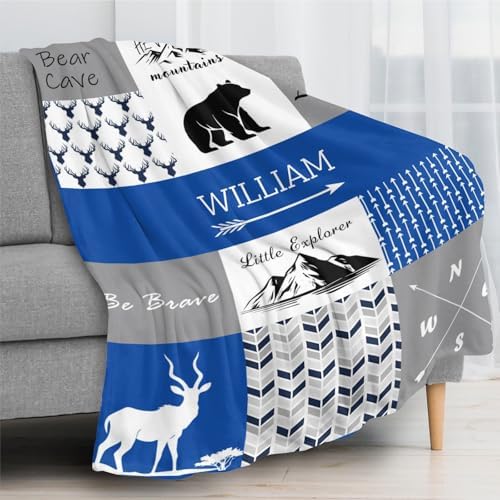 ZAACUSTOM Flannel Throw Blanket with Name for Baby Boys Girls Adults