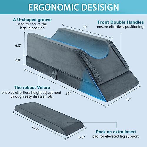 JOYWOO Memory Foam Leg Elevation Pillow - 4 Height Options Removable Washable Cover