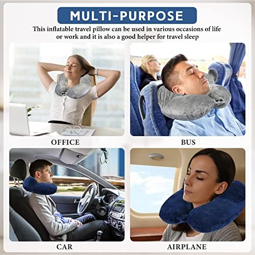 Sintuff 2 Pack Inflatable Travel Pillow with Blindfold and Compact Bag