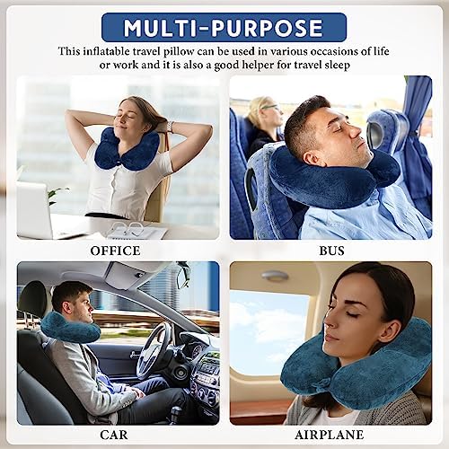Sintuff 2 Pack Inflatable Neck Travel Pillow with Blindfold and Compact Bag