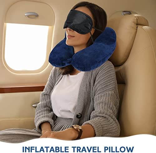 Sintuff 2 Pack Inflatable Travel Pillow with Blindfold and Compact Bag