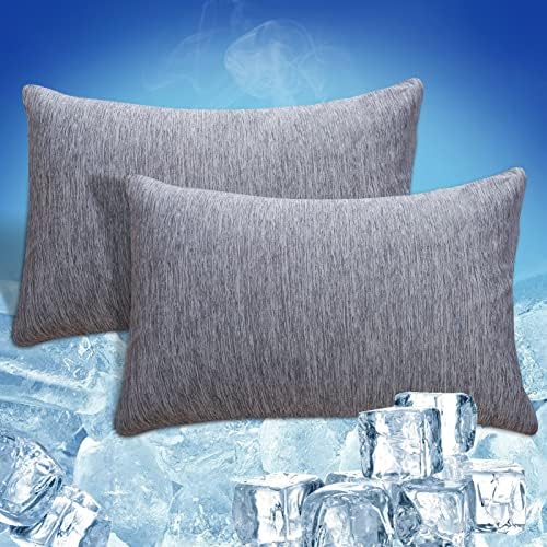 CHOSHOME Cooling Pillow Cases 2 Pack Standard Size Grey