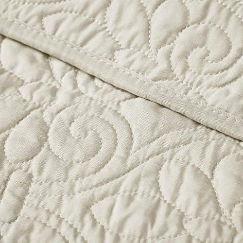 Madison Park Quebec Oversized Quilted Throw Ivory 60x70 1