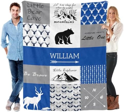ZAACUSTOM Flannel Throw Blanket with Name for Baby Boys Girls Adults