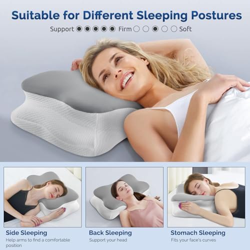 Silkena Cervical Neck Pillow with Cooling Memory Foam