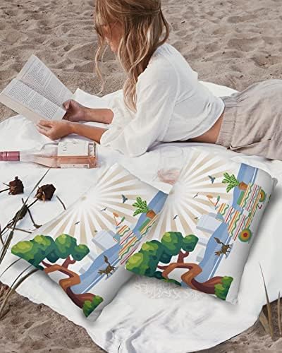 Waterproof Pillow Protector 2 Pack with Zipper and Geometric Design