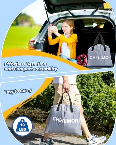 CHERIMOR Inflatable Toddler Travel Bed with Carry Bag and Safety Bumpers