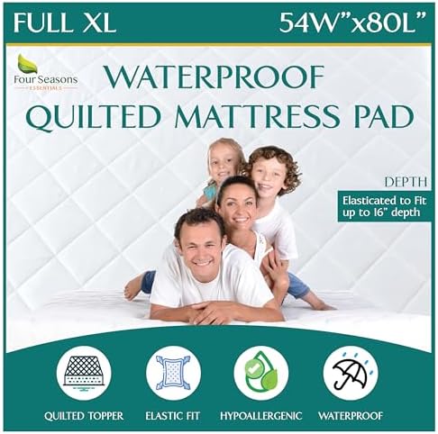 Full XL Waterproof Mattress Pad with Quilted Pillow Top