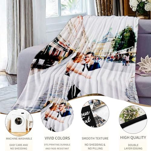 Custom Flannel Throw Blanket with Photo and Text