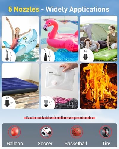 OMQ Portable Air Pump with Camping Lantern and LED Display