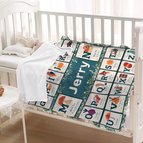 ZHONGKUI Custom Flora Alphabet Soft Throw Blanket