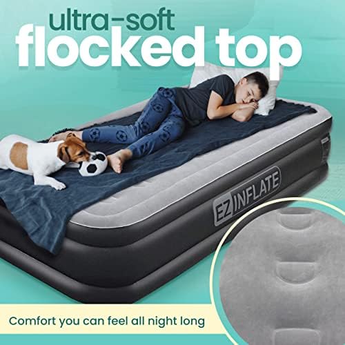 EZ INFLATE Double High Luxury Air Mattress with Built In Pump 1