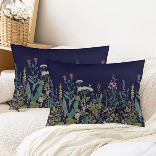 Floral Throw Pillow Covers Queen Size Set of 2