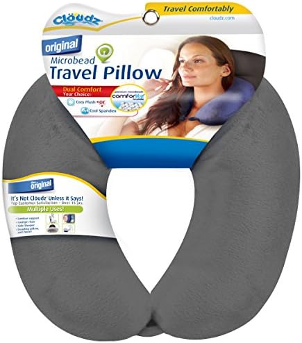 Cloudz Dual Comfort Microbead Travel Neck Pillow - Grey