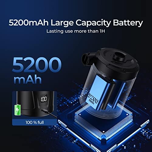 5200mAh Electric Air Pump with LED Display and 4 Nozzles