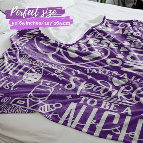 InnoBeta NICU Nurse Throw Blanket - Purple 50 x 65 Inches