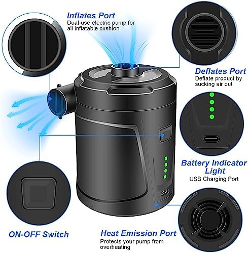 DrNanhai Electric Air Pump for Inflatables 5200mAh Rechargeable