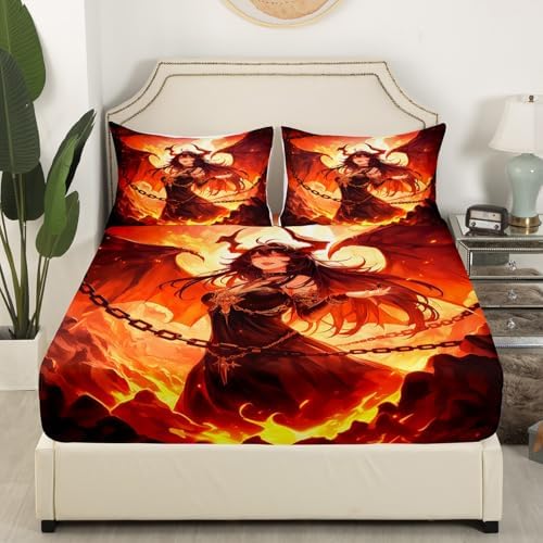 Manfei Halloween Girl Queen Fitted Sheet Set