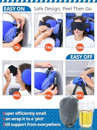 SARISUN Travel Pillow with 3D Eye Mask and Headrest Support