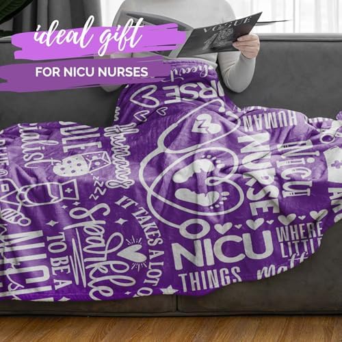InnoBeta NICU Nurse Throw Blanket - Purple 50 x 65 Inches