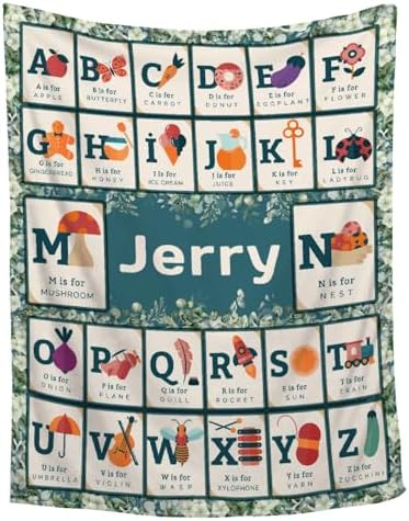 ZHONGKUI Custom Flora Alphabet Soft Throw Blanket