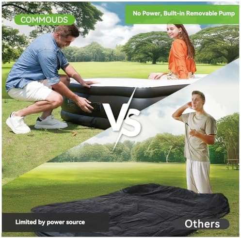 COMMOUDS Queen Air Mattress with Rechargeable Pump