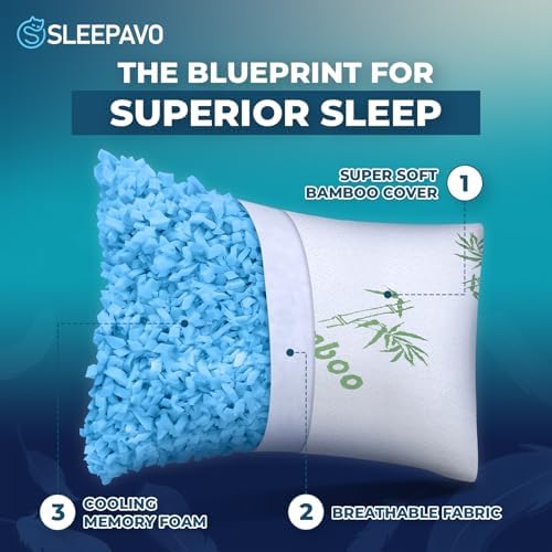 Sleepavo Adjustable Cooling Pillows Set of 2 Queen Size