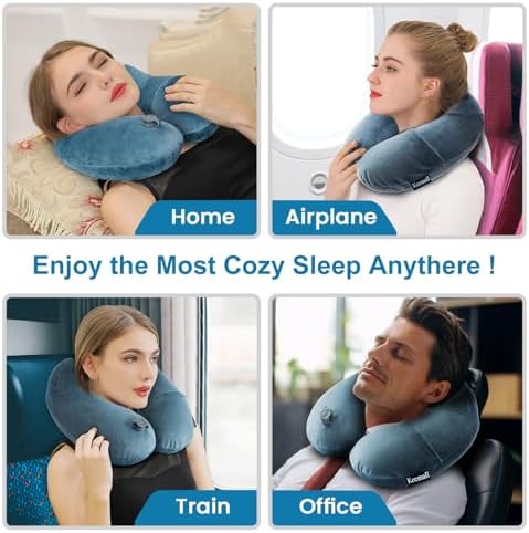 Keemall Inflatable Travel Neck Pillow for Airplane Comfort