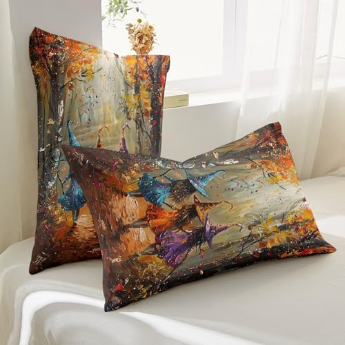 Halloween Pillow Covers Set of 2 Witchy Forest Design