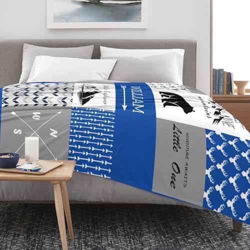 ZAACUSTOM Flannel Throw Blanket with Name for Baby Boys Girls Adults