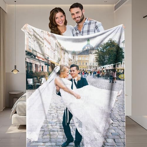 Custom Flannel Throw Blanket with Photo and Text