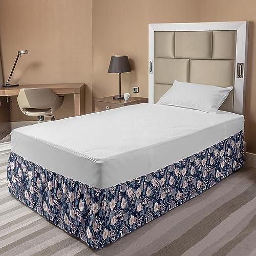 Ambesonne Victorian Bedskirt with Rose and Magnolia Design