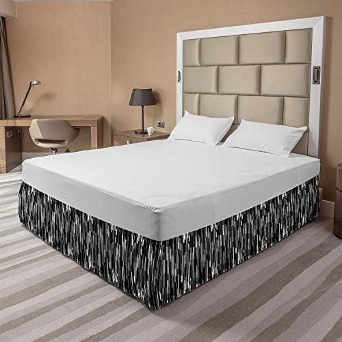 Ambesonne Black and White Elastic Bed Skirt Queen