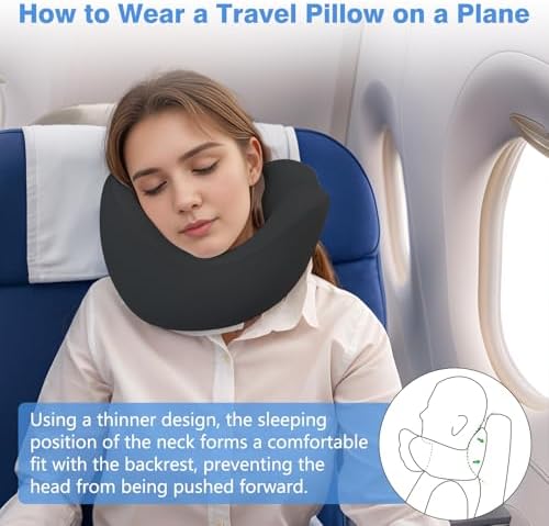 Jiaao 2025 Upgraded Memory Foam Neck Pillow for Travel and Sleep