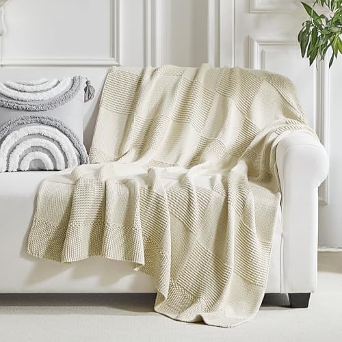 Longhui Chessboard Grid Chunky Cable Knit Throw Blanket