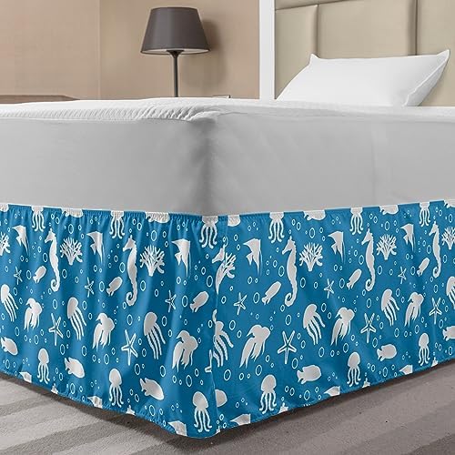 Ambesonne Animal Bedskirt with Swimming Deep Zone Design