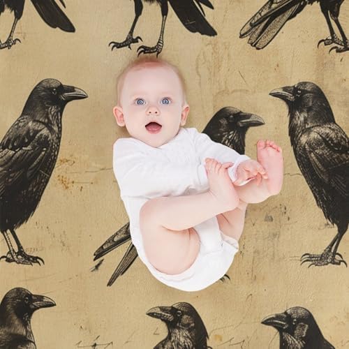 HDESDIS Farmhouse Crow Flannel Throw Blanket 30x40 Inch