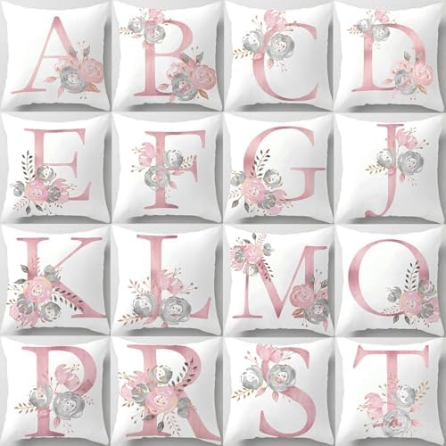 Pink Alphabet Throw Pillow Covers 18x18 Inch