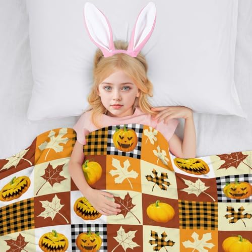 Tomalillin Pumpkin Throw Blanket Fall Orange Plush Fuzzy 30x40 Inches