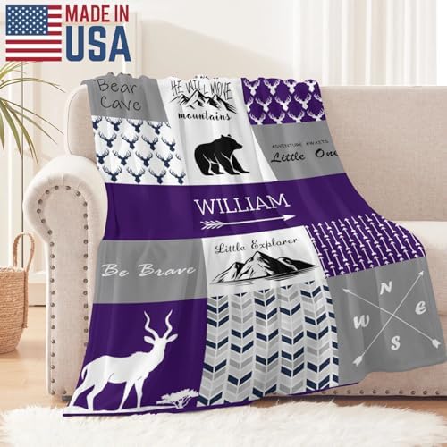 ZAACUSTOM Flannel Throw Blanket with Name Personalized for Baby Adults