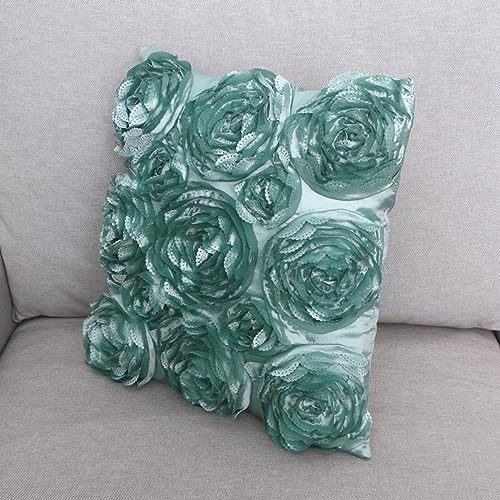 Cabilock 42x42cm Square Pillow Case with 3D Flower Embroidery